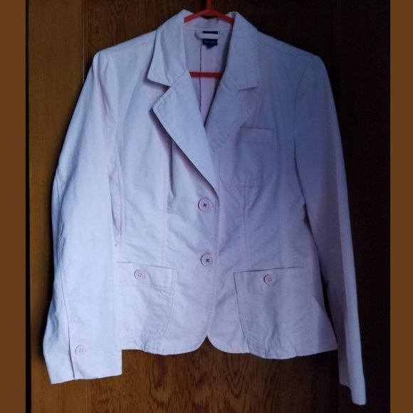 Vintage 90s, pale pink, fitted, cotton jacket/blazer, S, US 12P, Reitmans - Picture 2 of 7